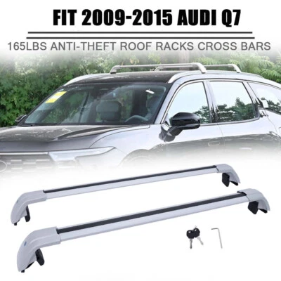 2Pc Fit for Audi Q7 2009-2015 Lockable Roof Rail Rack Carrier Cross Bar Crossbar Foto 1 de 4
