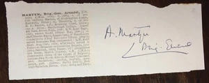 Royal West Kent Brig. General Arundel Martyn (1868-1945) Signed & Inscribed Page - Picture 1 of 2