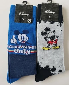 2 paia di calzini Disney Topolino stampa crew taglia 6,5-12 morbidi nuovi con etichetta - Foto 1 di 3