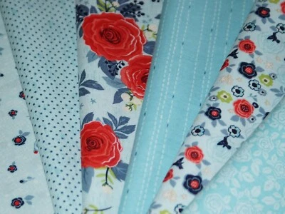 Penny Rose Stoffpaket 6 Stoffe Hedge Rose Aqua Patchwork 6x30x50cm - Bild 1 von 3