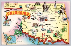 Oklahoma State Bildkarte, Wahrzeichen & Attraktionen, Vintage Postkarte - Bild 1 von 2