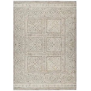 Owen Abstract Mosaic Beige Thick Wool Floor Rug - 3 Sizes - Picture 1 of 7