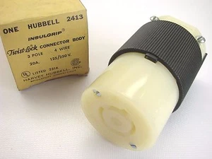 Hubbell 2413 Twist-Lock Insulgrip Connector Body 3P/4W 125/250-VAC 20-Amp (B394) - Picture 1 of 5