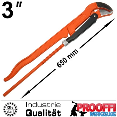 Profi Eckrohrzange 3" Rohrzange Wasserpumpenzange 45° S-Maul Zange 650mm Lang - Bild 1 von 3