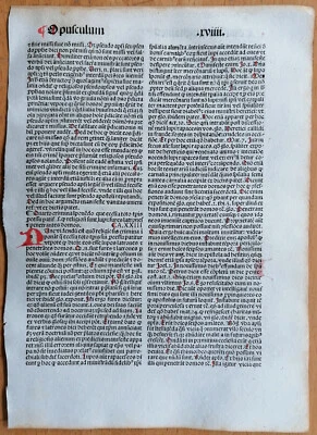 Decorative Rubricated Incunable Leaf T. Aquinas Opuscula Venice (D) - 1490 - Изображение 1 из 2