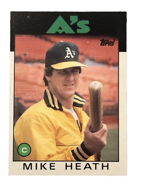 Excellent: Vintage 1986 topps Mike Heath Oakland Athletics Trading Card - Image 1 of 2