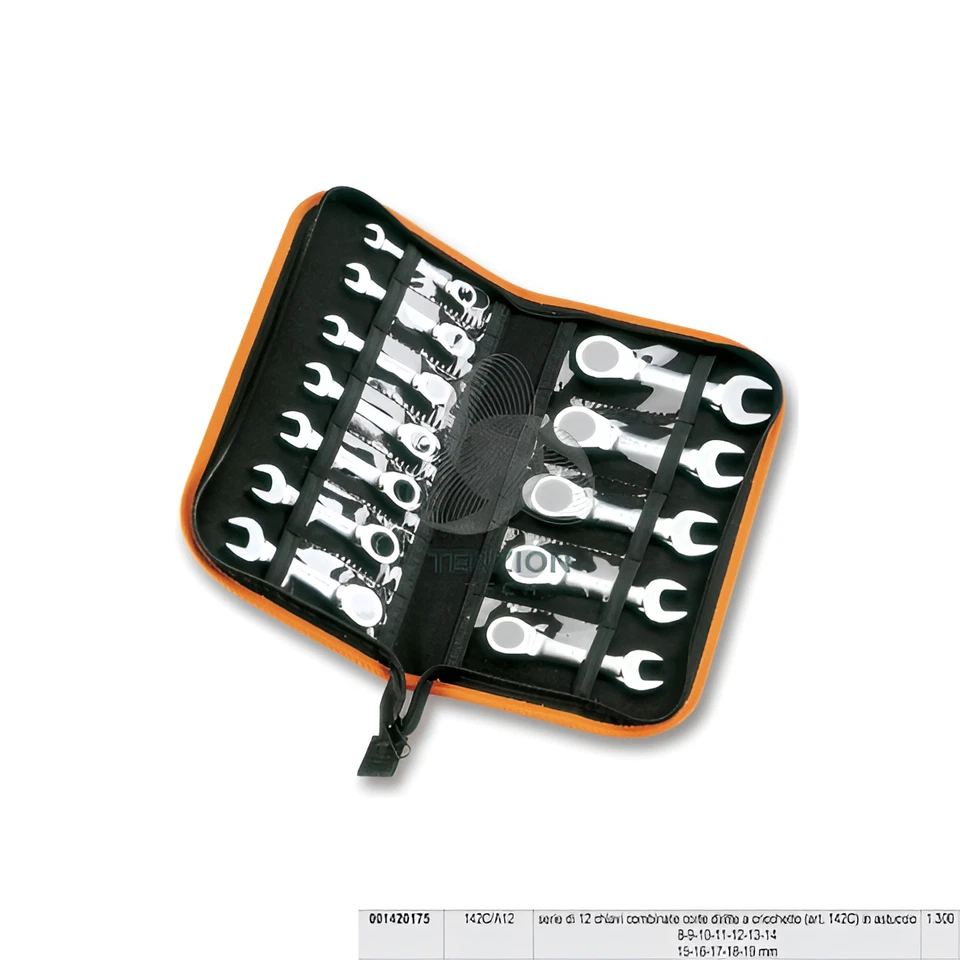 Set Serie 12 Chiavi Combinate A Cricchetto Dritte Corte 8-19mm - Beta 142C/A12 - Immagine 1 di 1