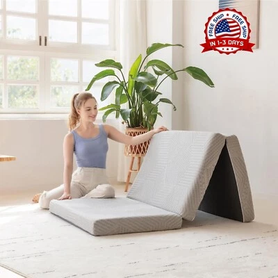 Colchón Plegable De 4 Pulgadas, Tamaño Twin XL Para Interiores, 80"×38"×4", Gris Foto 1 de 4
