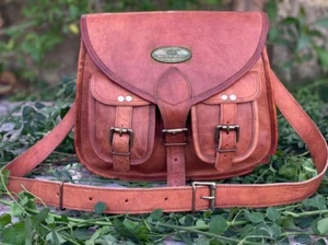 13" Leather Shoulder Purse Women's Tote Satchel Messenger (Original Camel Hide) - Picture 1 of 9