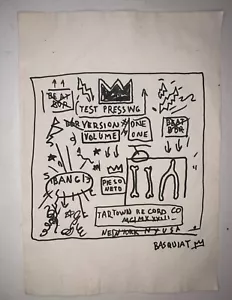 Quadro disegno fatto a mano firmato Jean-Michel Basquiat su carta certificato - Foto 1 di 5