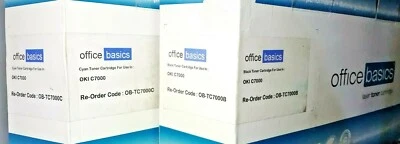 OKI  C7000  BLACK n CYAN = 2 x TONERs COMPATIBLE 41304212 + 41304211 SEALED NEW - Image 1 of 4