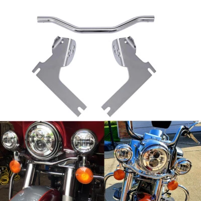 Chrome Spot Light Mounti Bracket Bar For Harley Road King FLHR 1994-05  2010-14 - Image 1 of 4