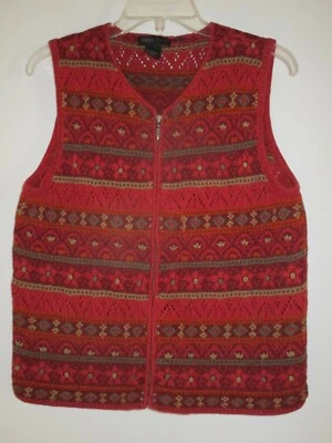 Chaleco floral tejido cremallera completa Nomadic Traders para mujer talla M Foto 1 de 4