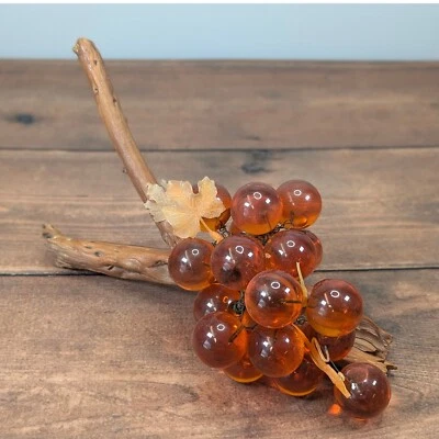 Amber Glass Grapes Faux Fruit Table Decor Centerpiece Vintage Style - Image 1 of 4