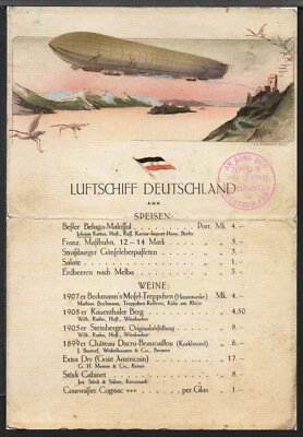 ✔️ GERMANY Menu of the ZEPPELIN LZ 8 with the ship's stamp 1911. Reprint Replica - Image 1 of 2