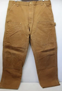 VINTAGE CARHARTT B01 BRN MEN'S 42x32 BROWN DUCK CANVAS DOUBLE KNEE WORK PANTS - Picture 1 of 4