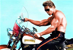 ARNOLD SCHWARZENEGGER & HARLEY - REFRIGERATOR PHOTO MAGNET - Picture 1 of 3