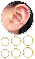 3 Pairs 14K Gold Plated Sterling Silver Small Hoop Earrings Set for Women Cartil