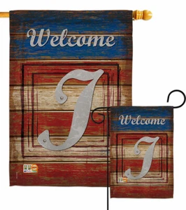 Patriotic I Initial Garden Flag Americana Decorative Gift Yard House Banner - Picture 1 of 19