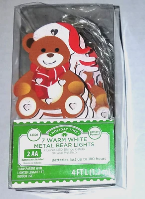 3 SETS of HOLIDAY TIME - 7 WARM WHITE METAL  BEAR LIGHTS NEW  Battery operated. - Image 1 of 4