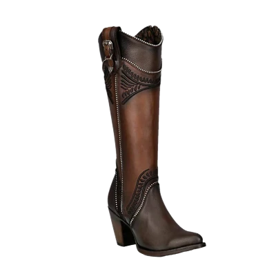 Cuadra Ladies Damasco Chocolate Embroidery Round Toe Boots CU583 - Image 1 of 4