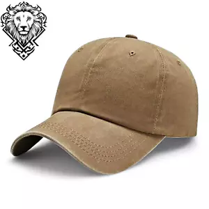 Unisex Outdoor Protection Khaki Hat Solid Washed Cotton Adjustable Baseball Cap - Picture 1 of 2
