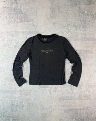 Pullover de manga larga vintage años 90 FENDI Jeans FF estampado gráfico logotipo/para mujer IT42 Foto 1 de 4
