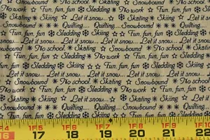 By 1/2 Yd, Navy "Winter Fun" on Tan Flannel, Marcus/Judie Rothermel, P8279 - Picture 1 of 8