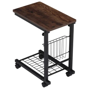 Mobile C Table Sofa Side End Coffee Laptop Stand Height Adjustable Wheel Storage - Picture 1 of 11