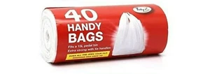 Handy Bags Shopping Pedal Bin Liner Tie Handle White Vest Sacks Rubbish - Picture 1 of 10