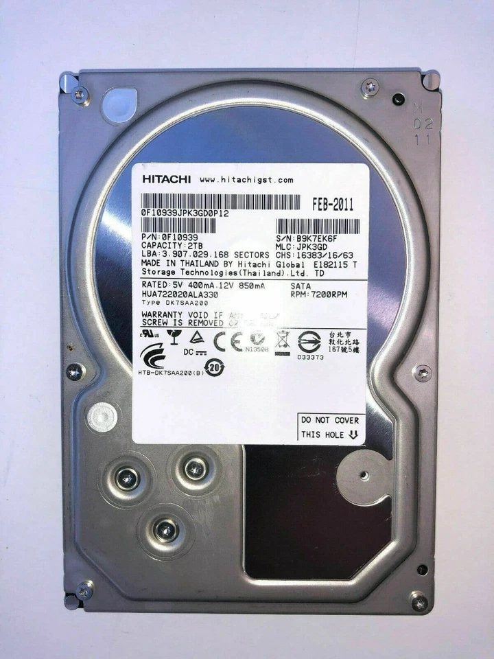 HUA722020ALA Hitachi 2TB,Internal,7200 RPM sata  3.5" Desktop HDD - Image 1 of 1