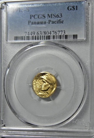 1915-S PANAMA-PACIFIC $1 GOLD COMMEM PCGS MS63 CHOICE WITH SCORCHING MINT LUSTER Cover