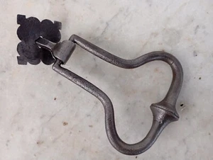 Gorgeous In Iron Door Knocker Handle & Plate Spanish Original Antique Hardware - Picture 1 of 13