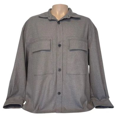 Рубашка Zara мужская размер БОЛЬШОЙ серо-коричневая куртка большого размера на пуговицах с передним карманом - Изображение 1 из 4