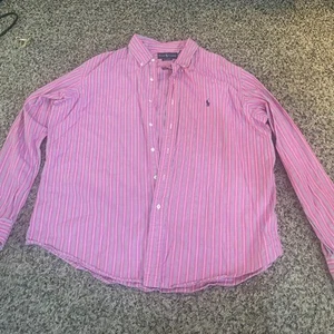 Ralph Lauren Custom Fit Shirt Pink Striped Button Down XXL - Picture 1 of 8