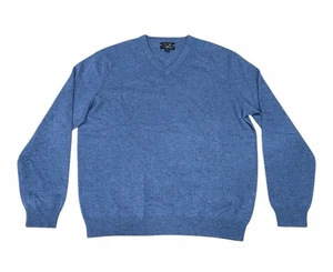 Club Room Mens 100% Cashmere Sweater Vneck Long Sleeve Blue Large Luxury Classic - Picture 1 of 5