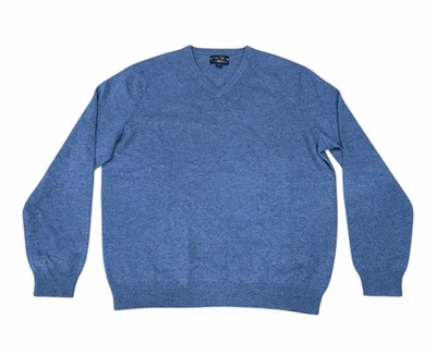 Club Room Mens 100% Cashmere Sweater Vneck Long Sleeve Blue Large Luxury Classic - Image 1 of 4