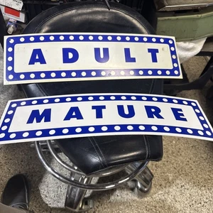 Vintage Blockbuster Video Verleih Geschäft doppelseitiges Schild Erwachsene reif 5 x 18 - Bild 1 von 4