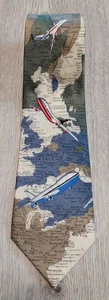 Krawatte ROBIN RUTH, Weltreisender mit Karte, Flugzeug, 100% Seide, Niederlande - Bild 1 von 10