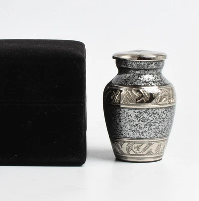 Mini Keepsake Ashes Urn Small Memorial Cremation Urn For Ashes Grey Silver Token - Image 1 of 4