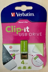 VERBATIM CLIP-IT USB DRIVE 4GB; very handy to clip to folders, files or pockets - Afbeelding 1 van 3