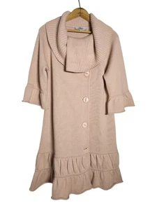 Tibi New York Merino Wool Blend Sweater Coat Cardigan Jacket Ruffle Hem SMALL - Picture 1 of 6