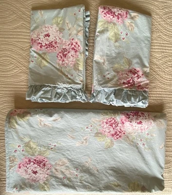 Funda nórdica floral Simply Shabby Chic Full Queen azul hortensia + 2 fundas de almohada Foto 1 de 4
