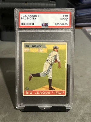 1933 Goudey MLB Baseball Vintage Bill Dickey #19 PSA 2 New York Yankees Vintage - Image 1 of 2