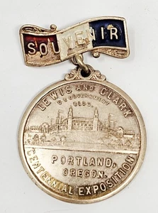 1905 Lewis & Clark Centenario Exposición Medalla Recuerdo Insignia Portland Oregon - Imagen 1 de 7