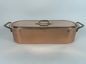 Vintage ODI bracconiere di pesci in rame 18’ con inserto e coperchio - manici in ottone massiccio Corea - Foto 1 di 24