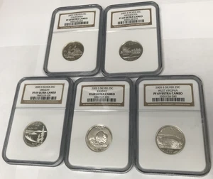 2005-S Silver Proof Statehood Quarter Set CA MN OR KS WV - NGC PF69 Ultra Cameo - Picture 1 of 12