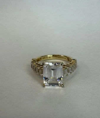 ESTATE 925 Sterling Silver Gold Plated CZ Ring SZ: 8 - Image 1 of 4