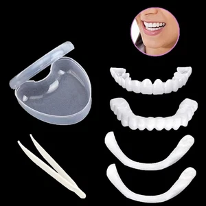 1Set Dentures Veneers Tooth,Dental (White,1Top+ 1Bottom+2Adhesives+1Tweezers+1He - Picture 1 of 7