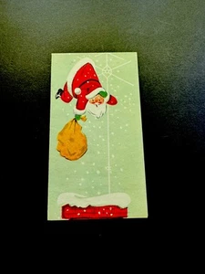 1 VTG Xmas Greeting Card Silly Santa Dangling On An Old TV Antenna By His Suit - Picture 1 of 3